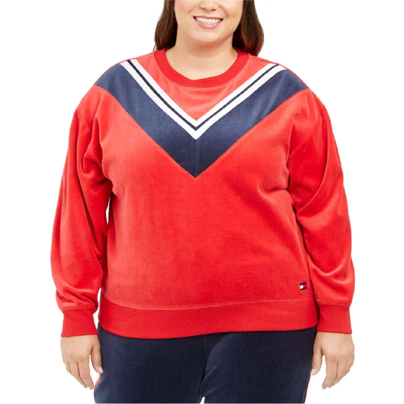 Tommy Hilfiger Womens Colorblock Sweatshirt, Red, 1X