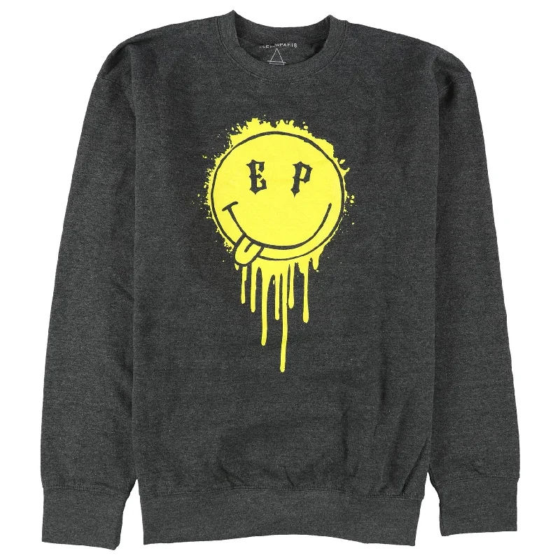 Elevenparis Mens Splatter Smiley Sweatshirt, Grey, XX-Large