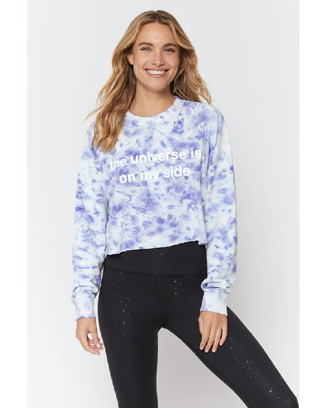 Spiritual Gangster Universe Izzy Crop Crew Sweatshirt - HO10417045 - Womens - Eclipse Cloud Tie Dye