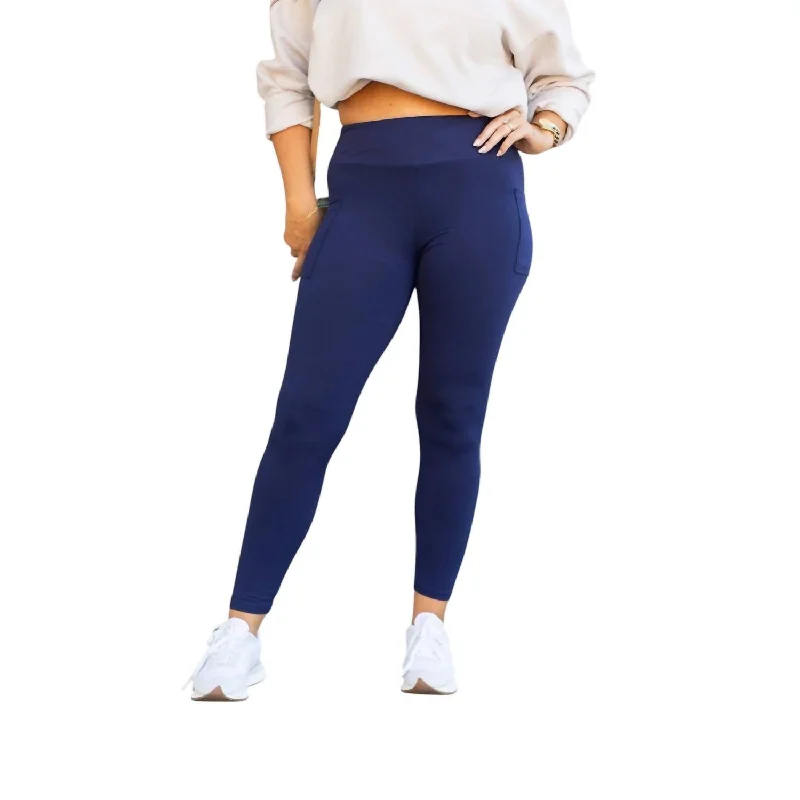 Full-Length Leggings With Pocket In Navy