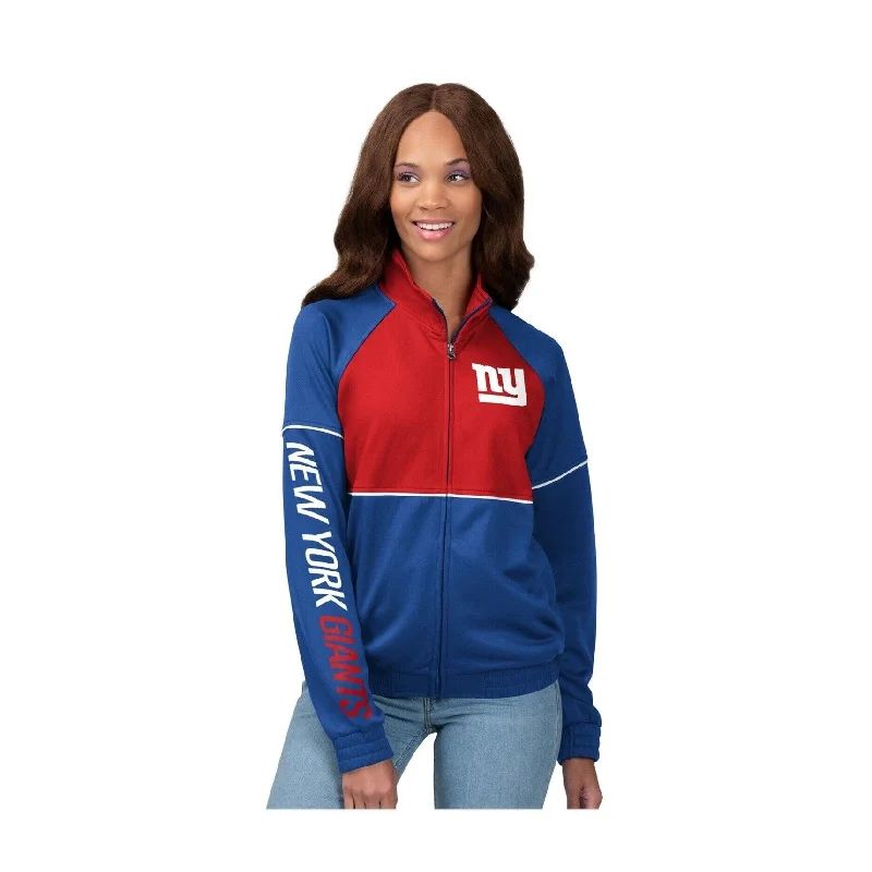 G-III Sports Womens New York Giants Track Jacket Sweatshirt, Blue, XX-Large