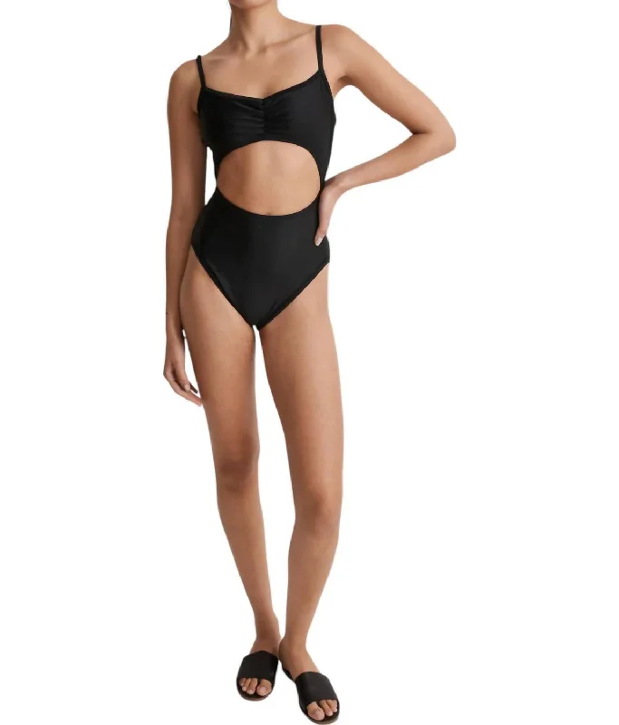 Cinched Cutout One-Piece Swimsuit In Black