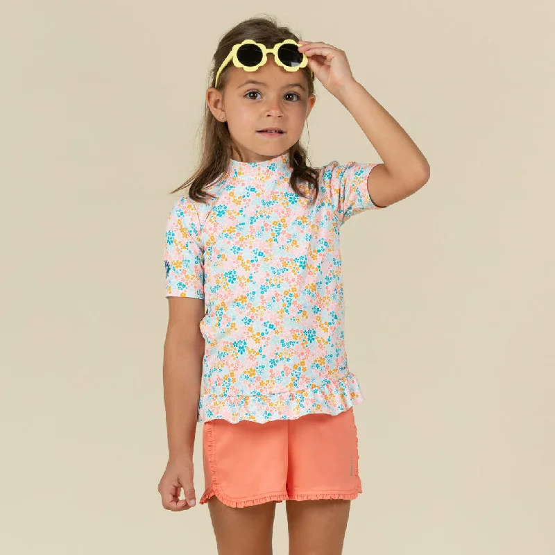 Baby Short-Sleeved Anti-UV T-shirt - with Flower Print