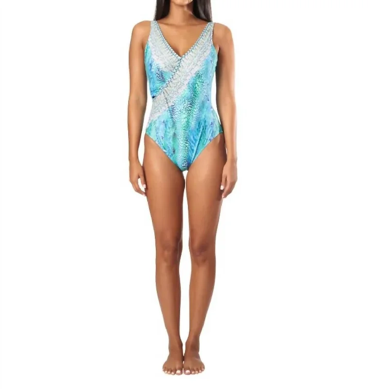 Seaside One Piece Swimsuit In Turquoise