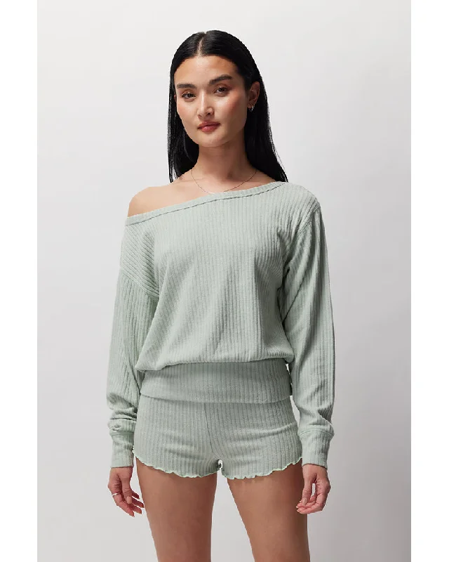 Spiritual Gangster Ballet Rib Banded Hem Vida Sweatshirt - FA30417002 - Womens - Sage