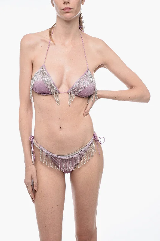 Oséree Triangle Bikini Set With Fringed Detail