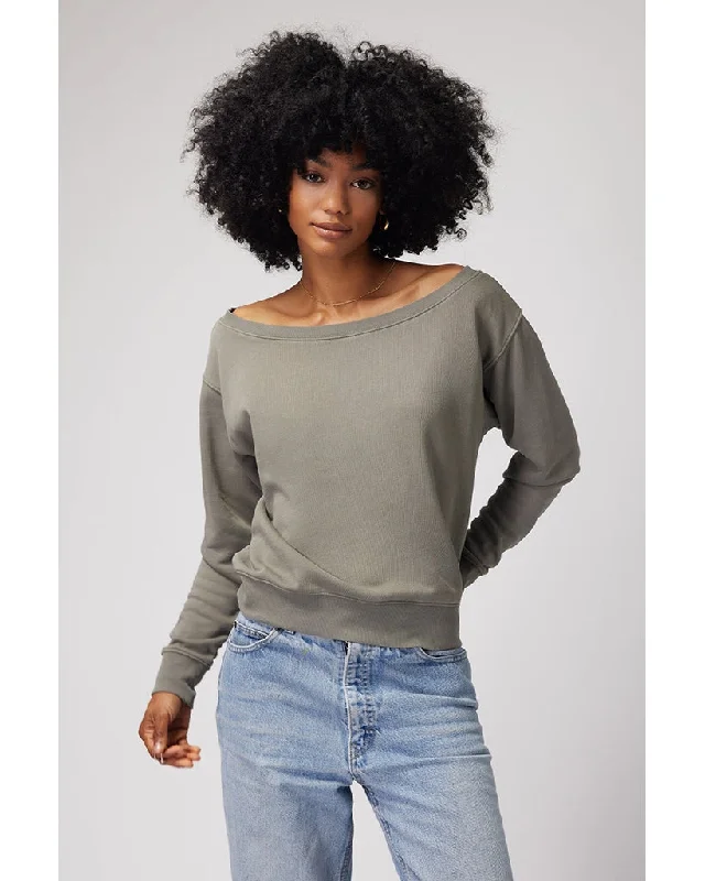 Spiritual Gangster Vida Off Shoulder Sweatshirt - FA30417017 - Womens - Agave