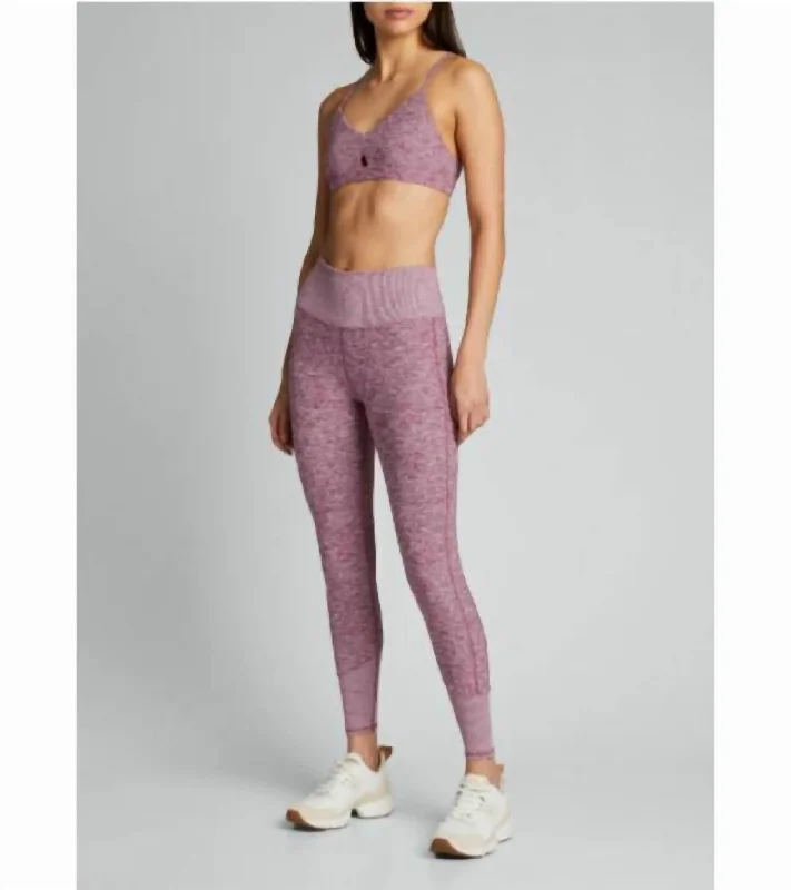 High Waist Lounge Gym Heather Crop Leggings In Pink