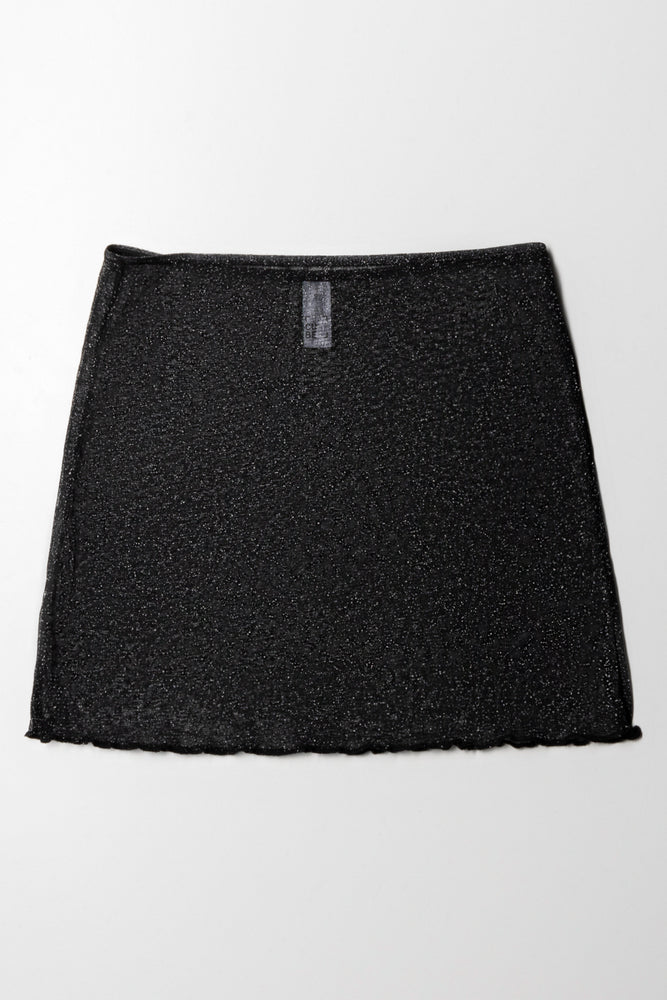 Mesh Swim Coverup Skirt Black