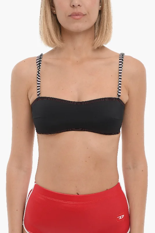 Diesel Bandeau Bikini Top with Striped Straps