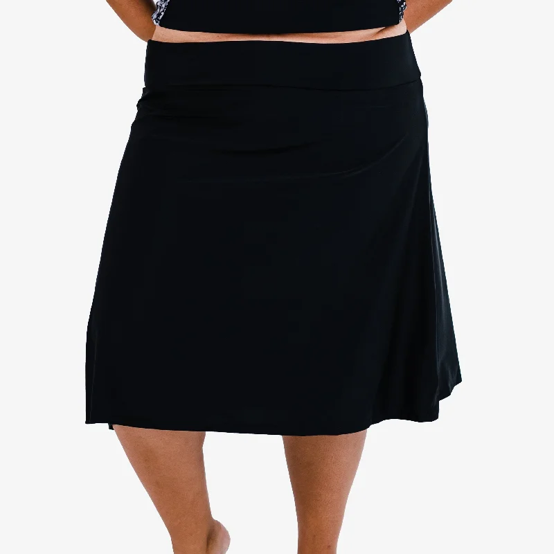 Women's Plus Below The Knee Swim Skirt With Capri Leggings