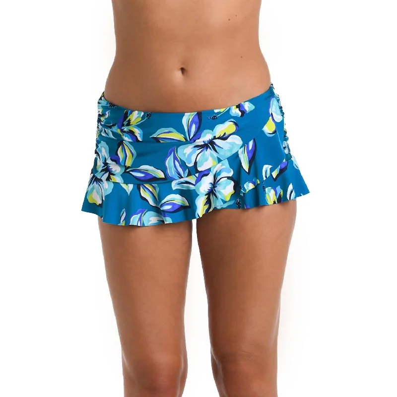 Asymmetrical Ruffle Swim Skirt In Fiji Tropics Ocean