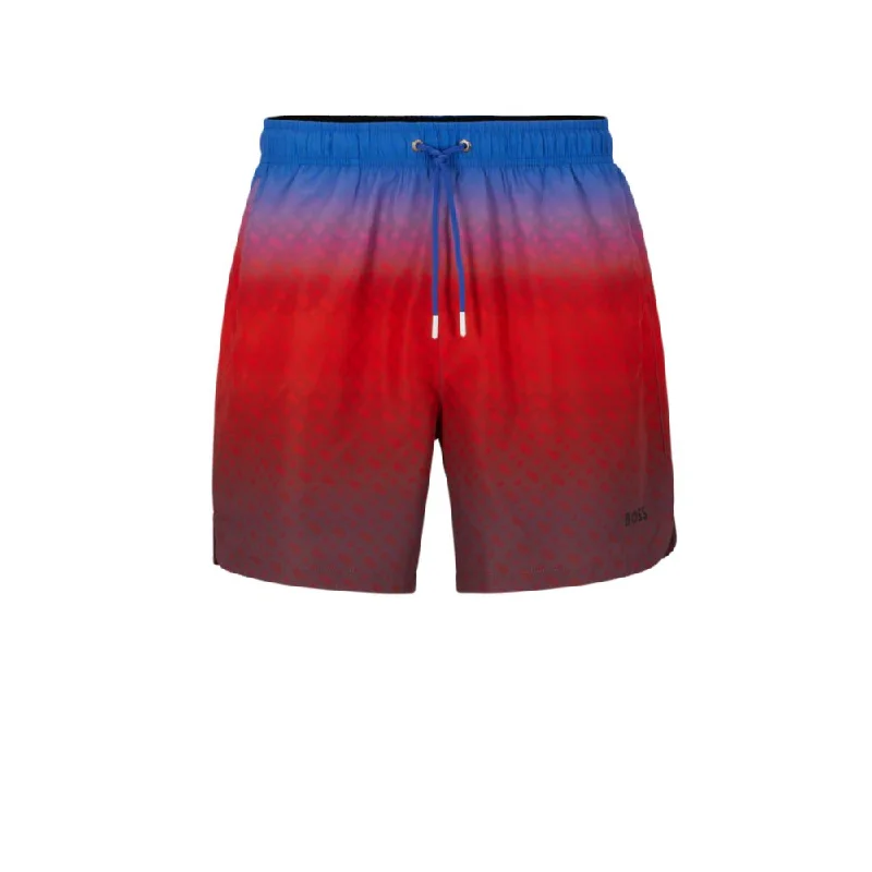 Logo-print swim shorts with degrad monogram pattern