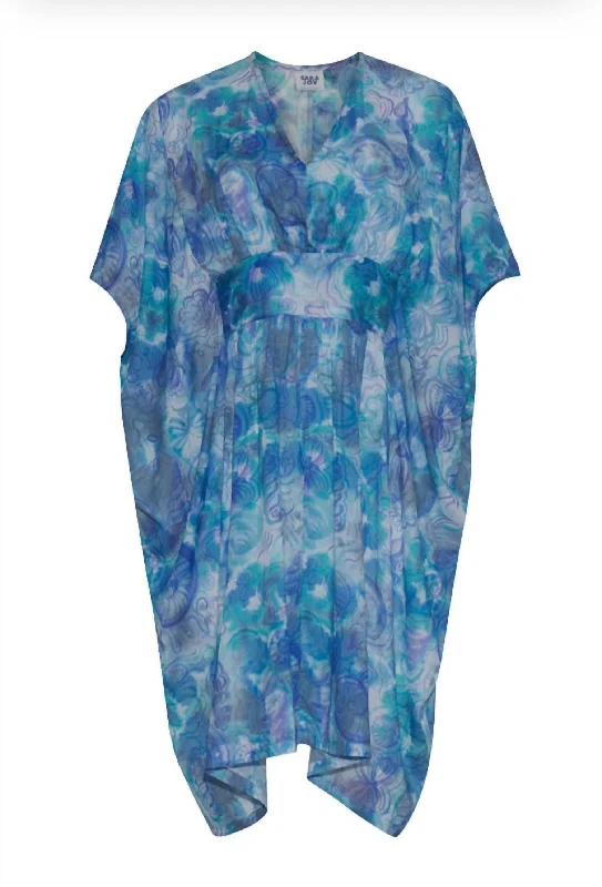 Women's Shell Tie Dye Short Kaftan In Shell Blue