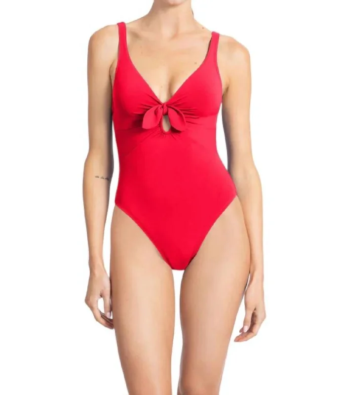 Ava Knot One Piece Swimsuit In Red