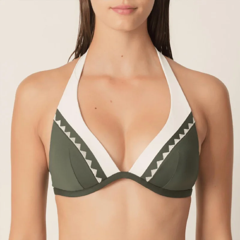 Gina Padded Bikini Top In Dark Olive