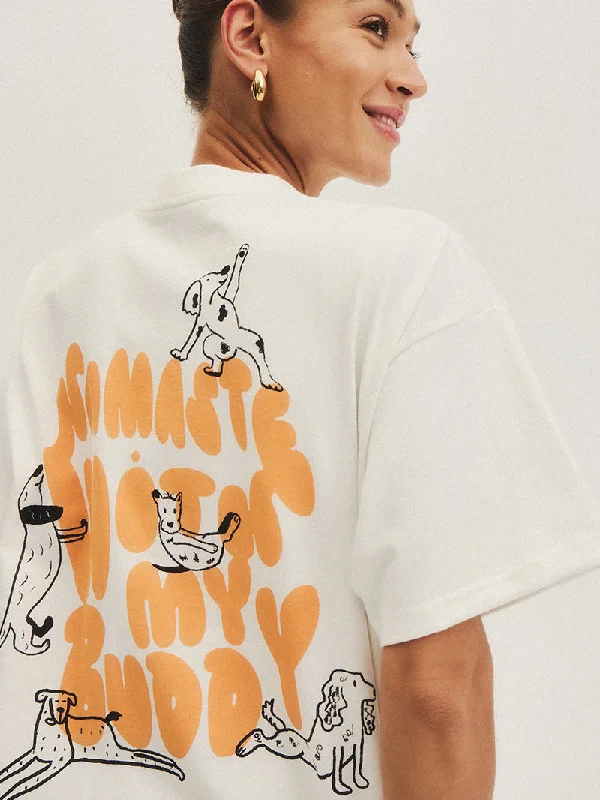 Relaxed Tee, Yoga Dog Buddies Orange