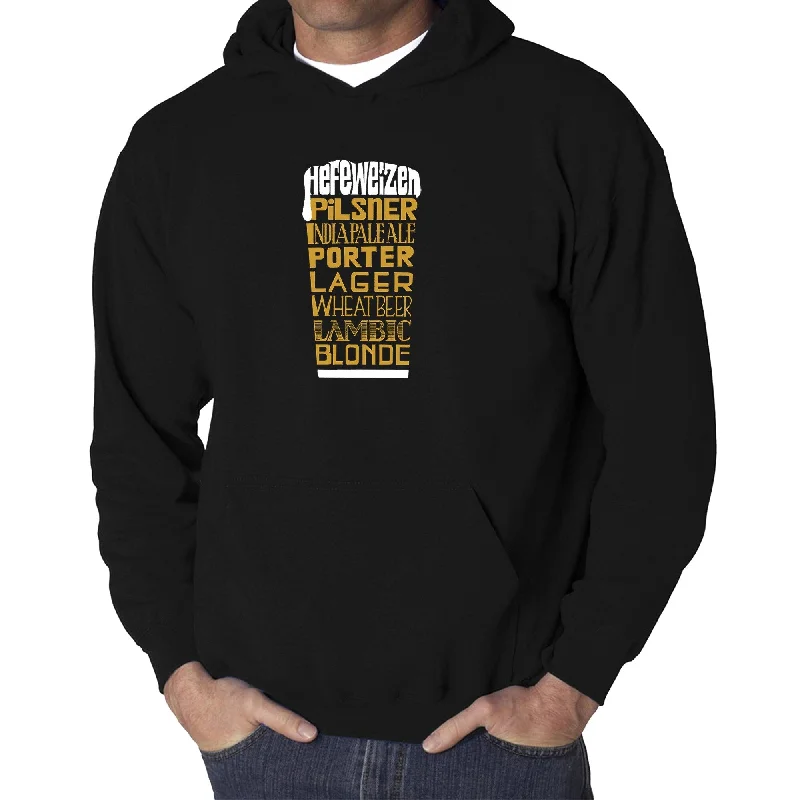 LA Pop Art Men's Word Art Hooded Sweatshirt - Styles of Beer