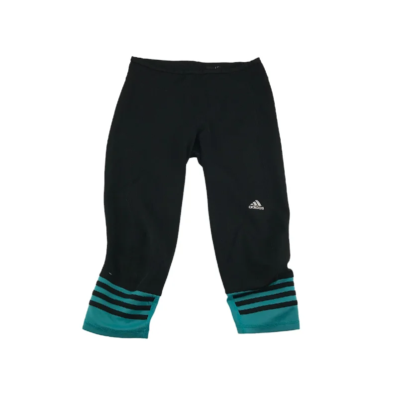 Adidas Response Sport Leggings Size Small Women's 8-10 Black Blue 3/4 legs