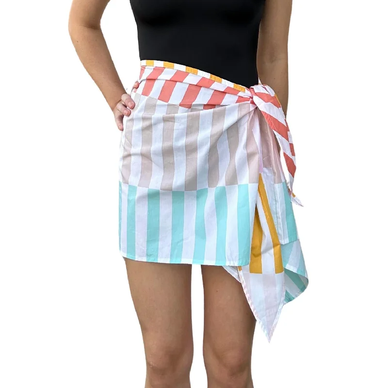 Sunbaker Wrap Skirt/cover-Up In Multi Stripe