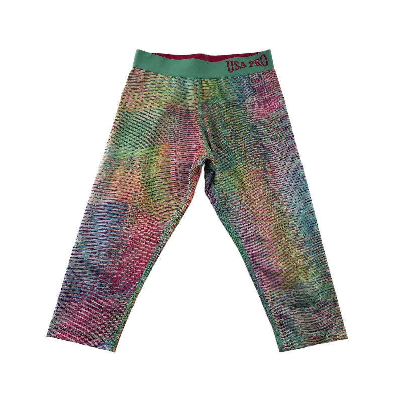 USA Pro Leggings Age 9 Multicoloured Graphic Print 3/4 length