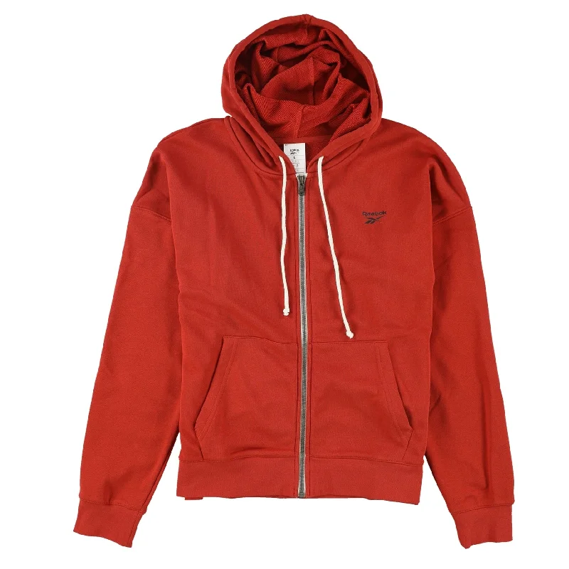 Reebok Womens French Terry Hoodie Sweatshirt, Red, XX-Small