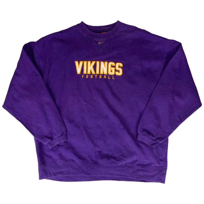 Vintage 90s 00s Purple Nike Team NFL Vikings Embroidered Sweatshirt Jumper XXL