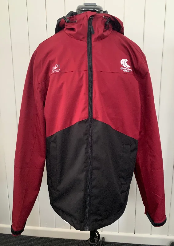 QLD Athletics - Unisex Waterproof Jacket Maroon and Black