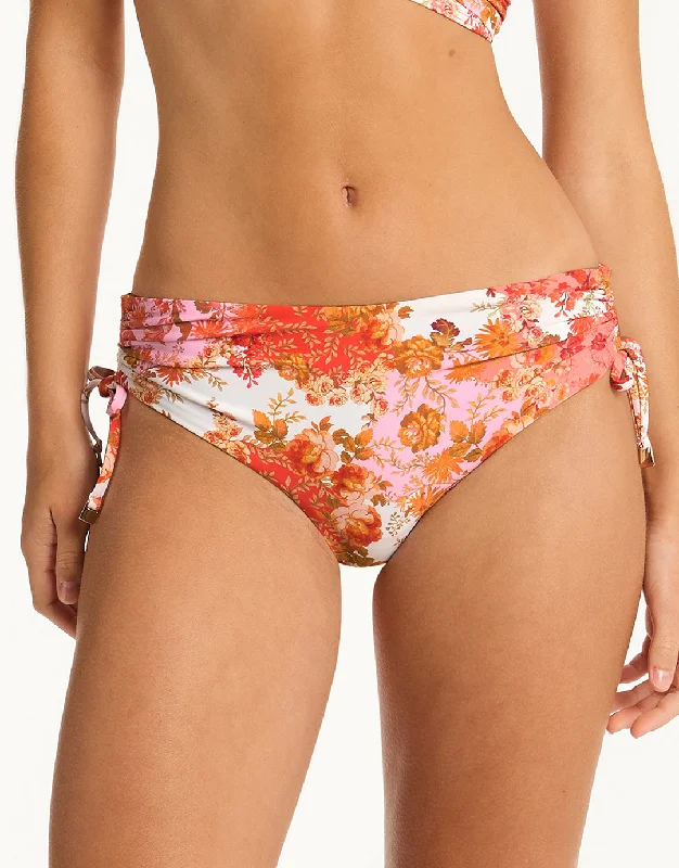 Daisyfield Mid Drawstring Bikini Pant - Coral