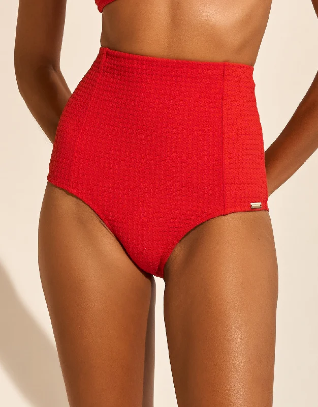 The Bloom High Waist Bikini Pant - Radiant Red