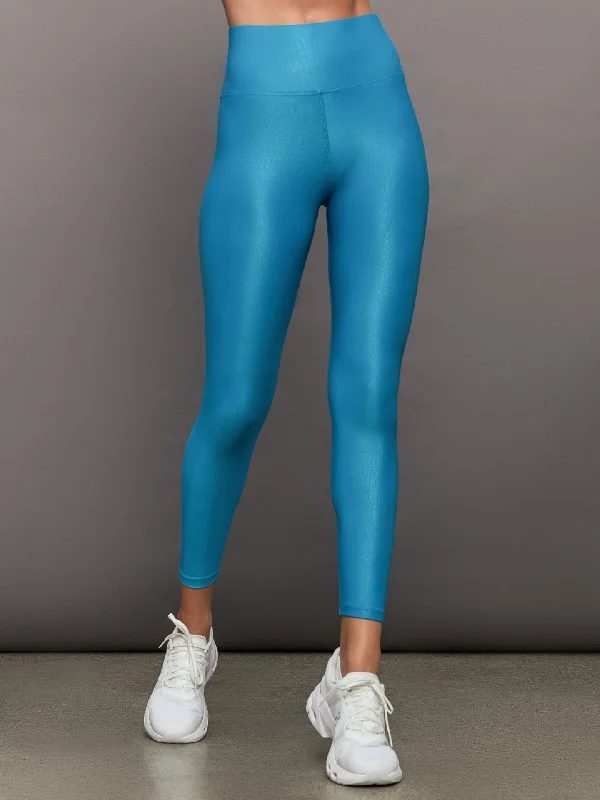 High Rise 7/8 Legging in Croc Takara Shine - Enamel Blue