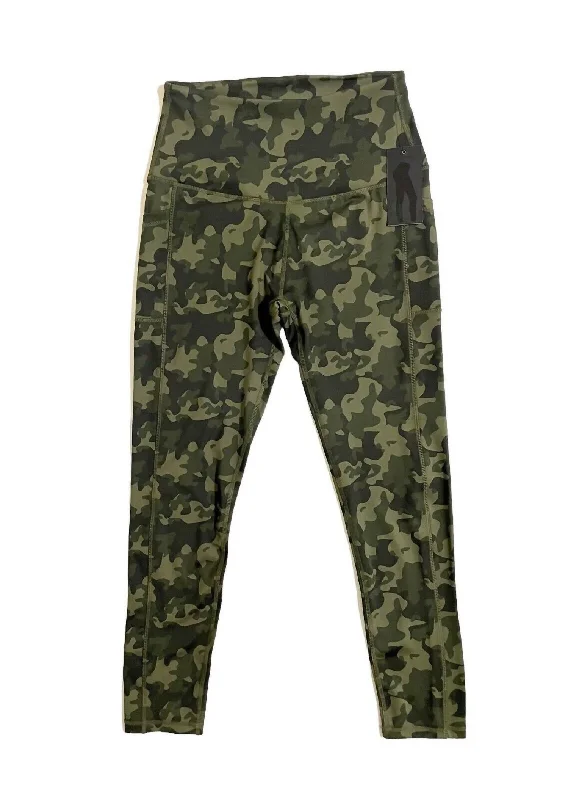 Women's Camo 7/8 With Pocket High Rise Gym Yoga Leggings In Green