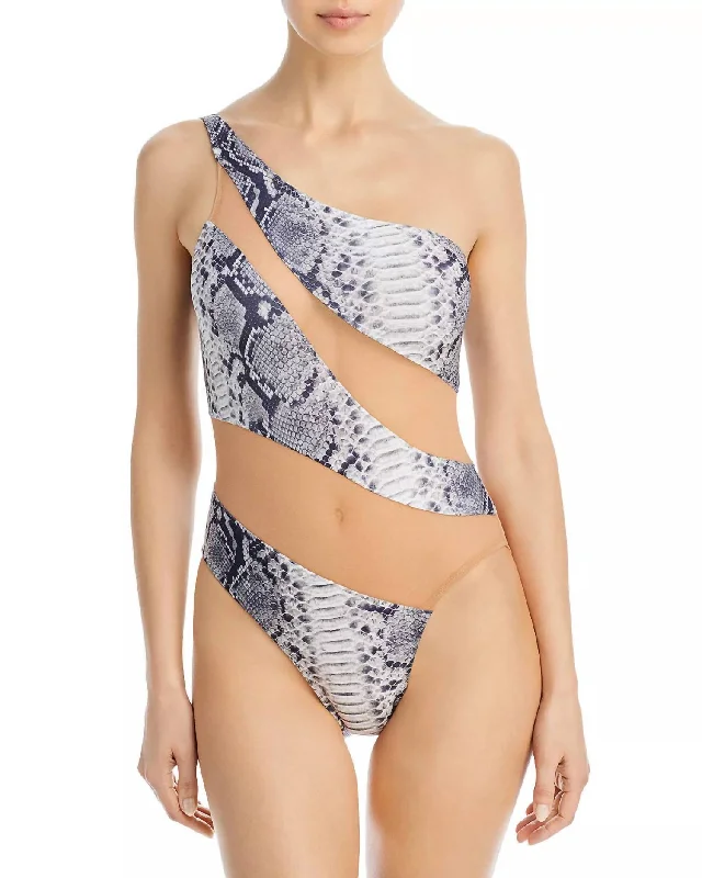 Mesh One Piece In Snake Print