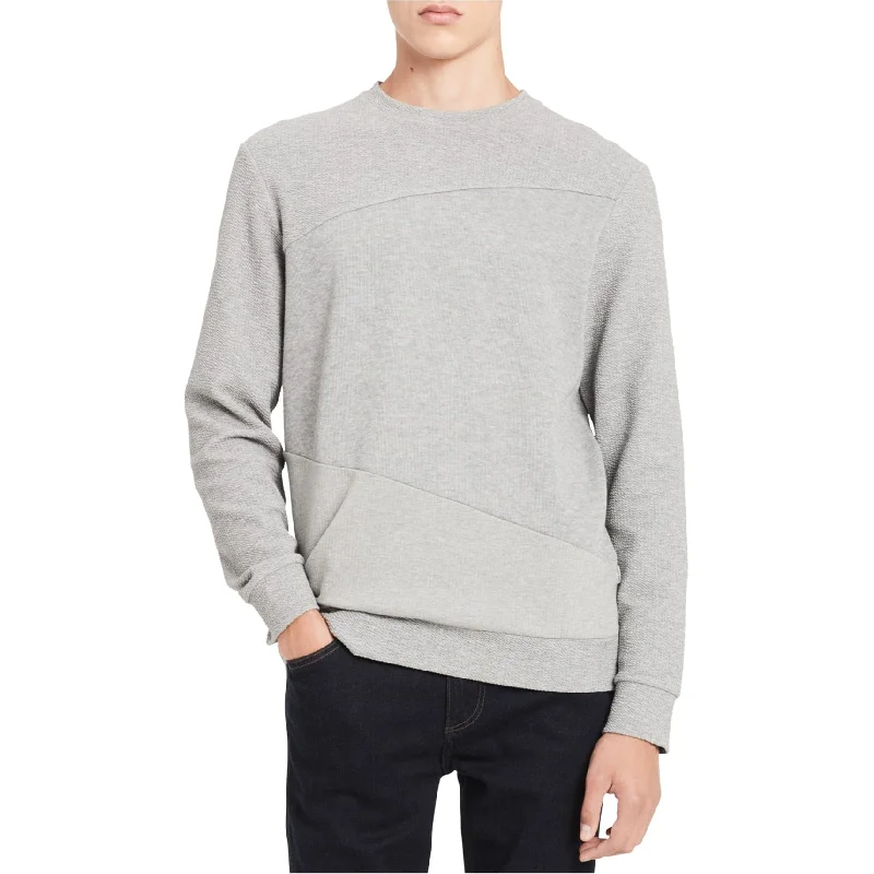 Calvin Klein Mens Pieced Textured Sweatshirt, Grey, XX-Large