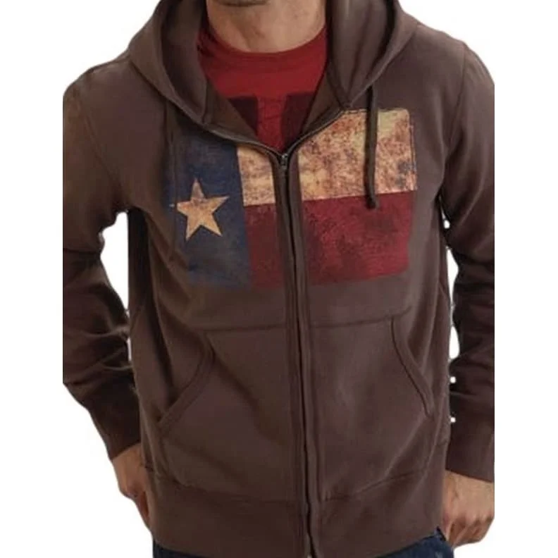 Roper Western Sweatshirt Mens Texas Hood Brown 03-097-0185-0118 BR