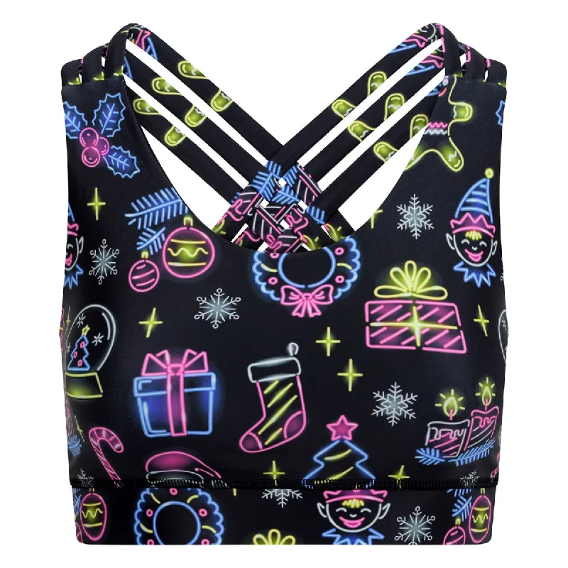 Neon Christmas Cross Back Bra