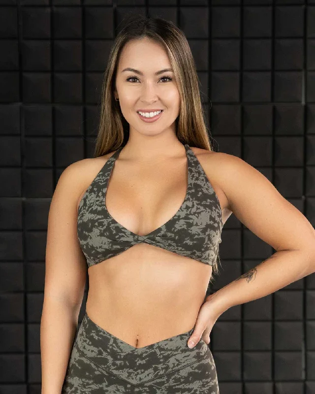 Twist Sports Bra Green Camo