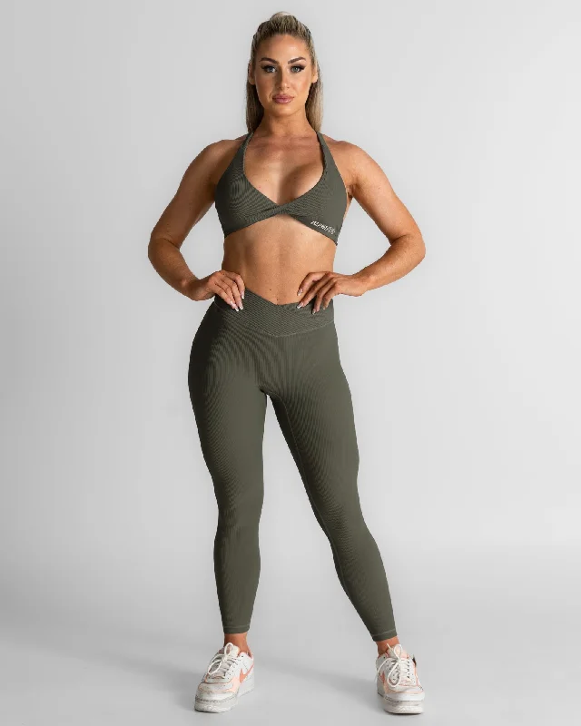 Cross-over Ribbed Sports Bra